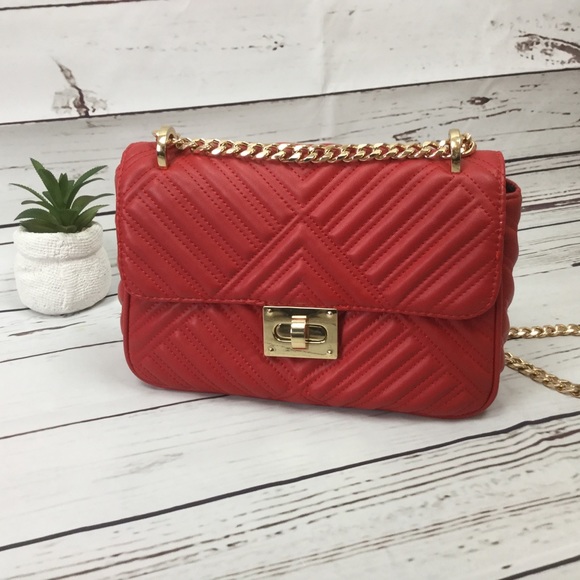 red quilted crossbody bag